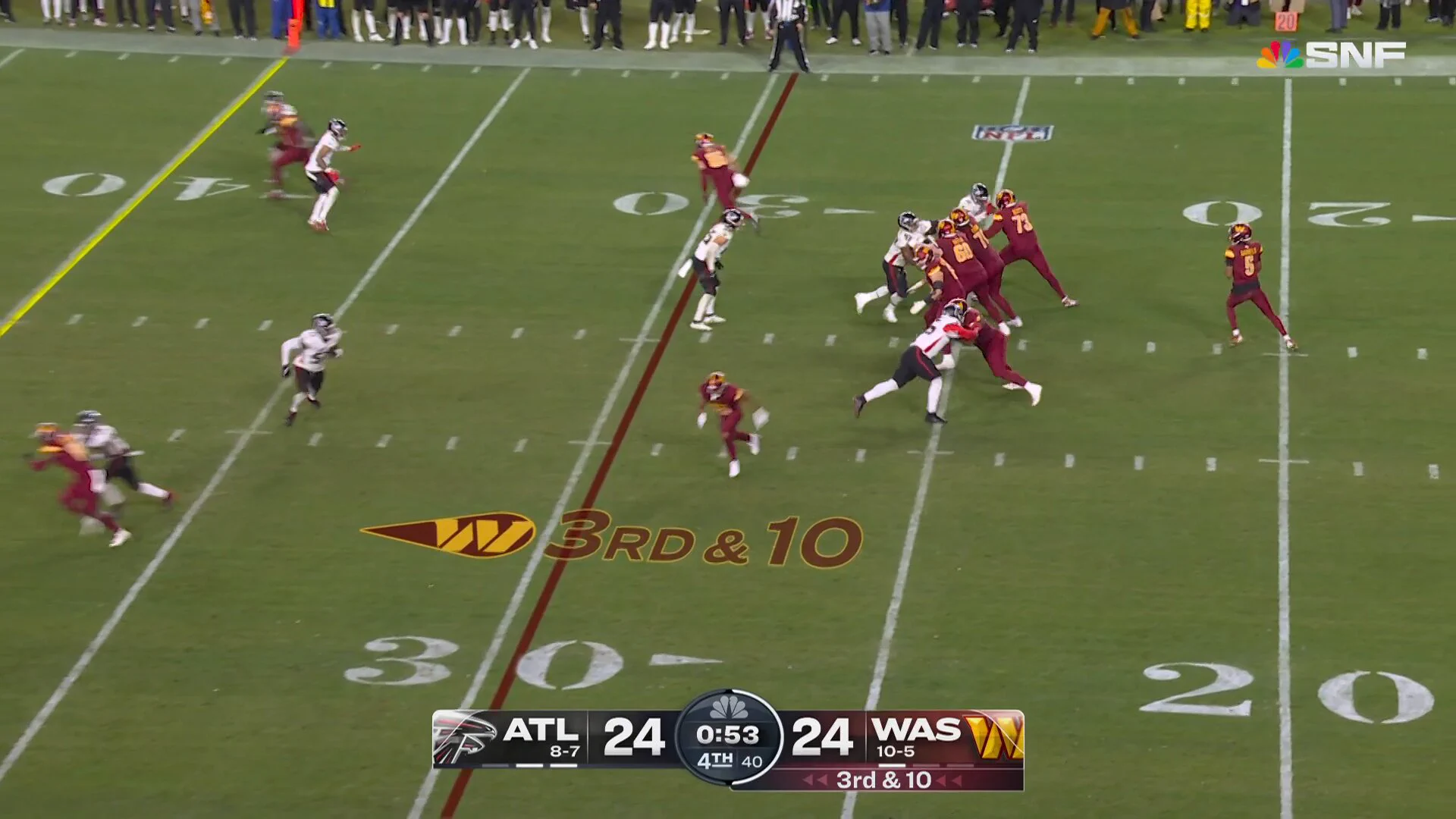 .@AtlantaFalcons D force a quick 3 and out... :50 to go. 📺: #ATLvsWAS on NBC/Peacock📱: Stream on #NFLPlus https://t.co/9pM8vrhMlb