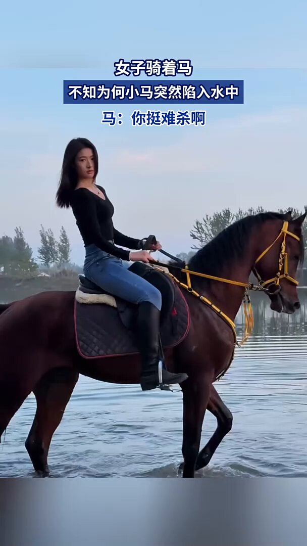 小姐姐骑着马，不知为何小马突然陷入水中🐎💃 https://t.co/tiJpO3AKNT