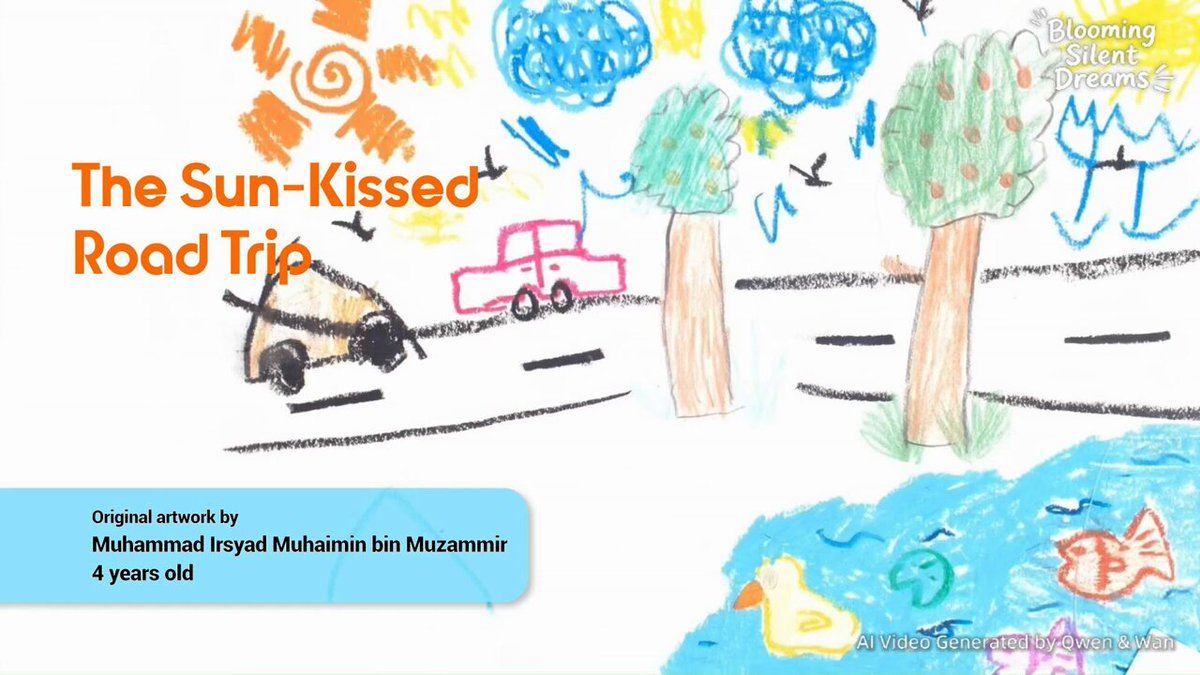 Dreams moving at the speed of imagination. 

Meet 4yo Irsyad from MFDMalaysia. Powered by Qwen3.6-Plus and Wan2.7, we’ve turned his "Sun-Kissed Road Trip" into a high-fidelity cinematic MV. 

This is AIforGood: Making every child's silent story visible. https://t.co/YKfeTRUlHB