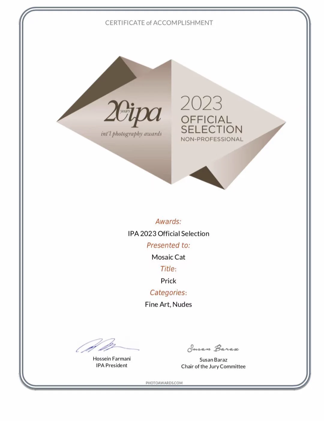 几个月前投了一张作品参加IPA2023的比赛,昨天发现获得了“官方评选”进入最后一轮投票了!太神奇了!!能入围已经心满意足!
谢谢模特茶茶! https://t.co/IppKvRLKzb