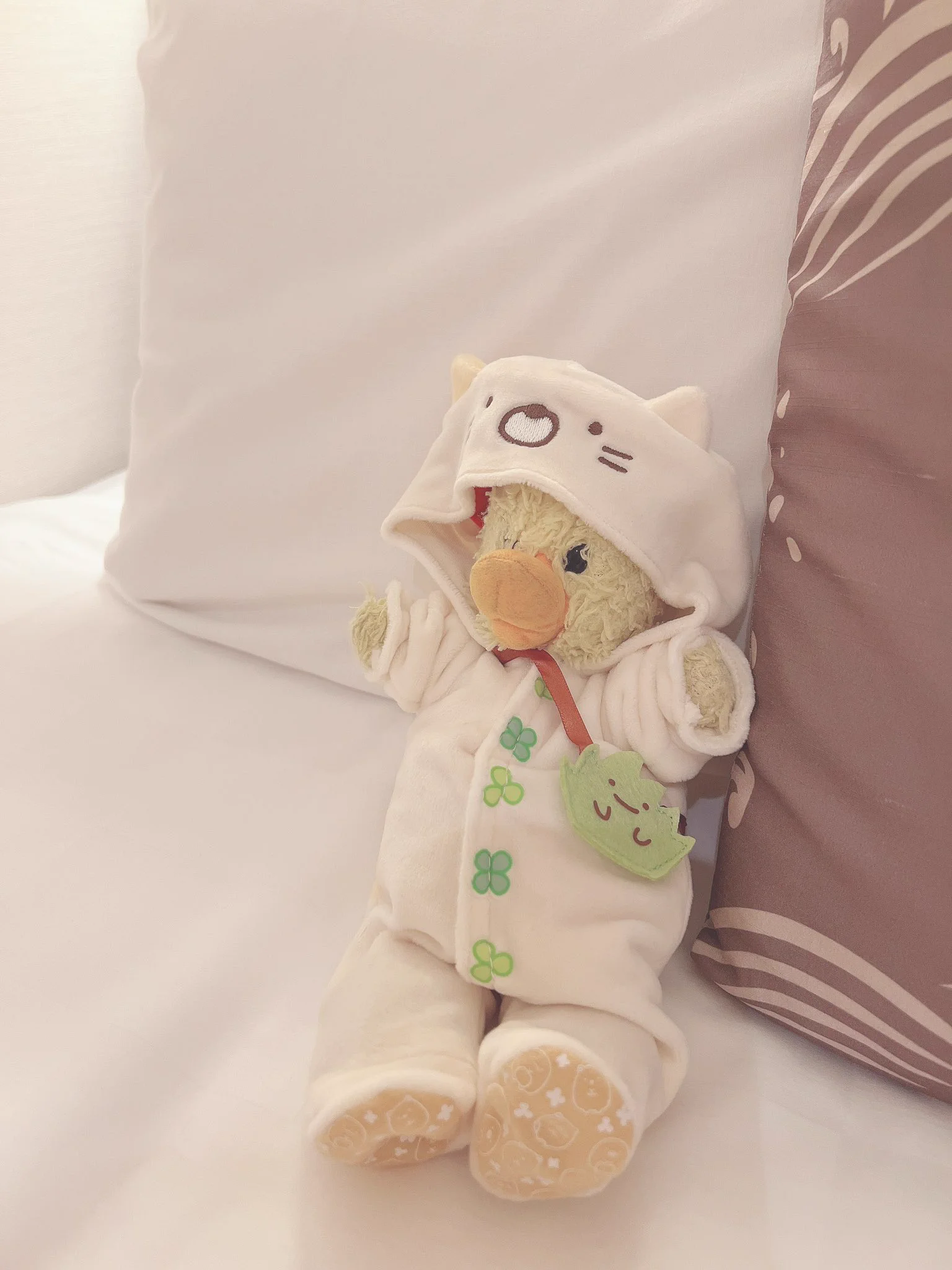 これはみつまるが人間用の服かと思って購入したが、届くとびっくり人外サイズで着れなかったのでヮィさんのぬい誰か入りますか…と譲り受けたざっそうの服🌱 https://t.co/WXzw0CKhLt