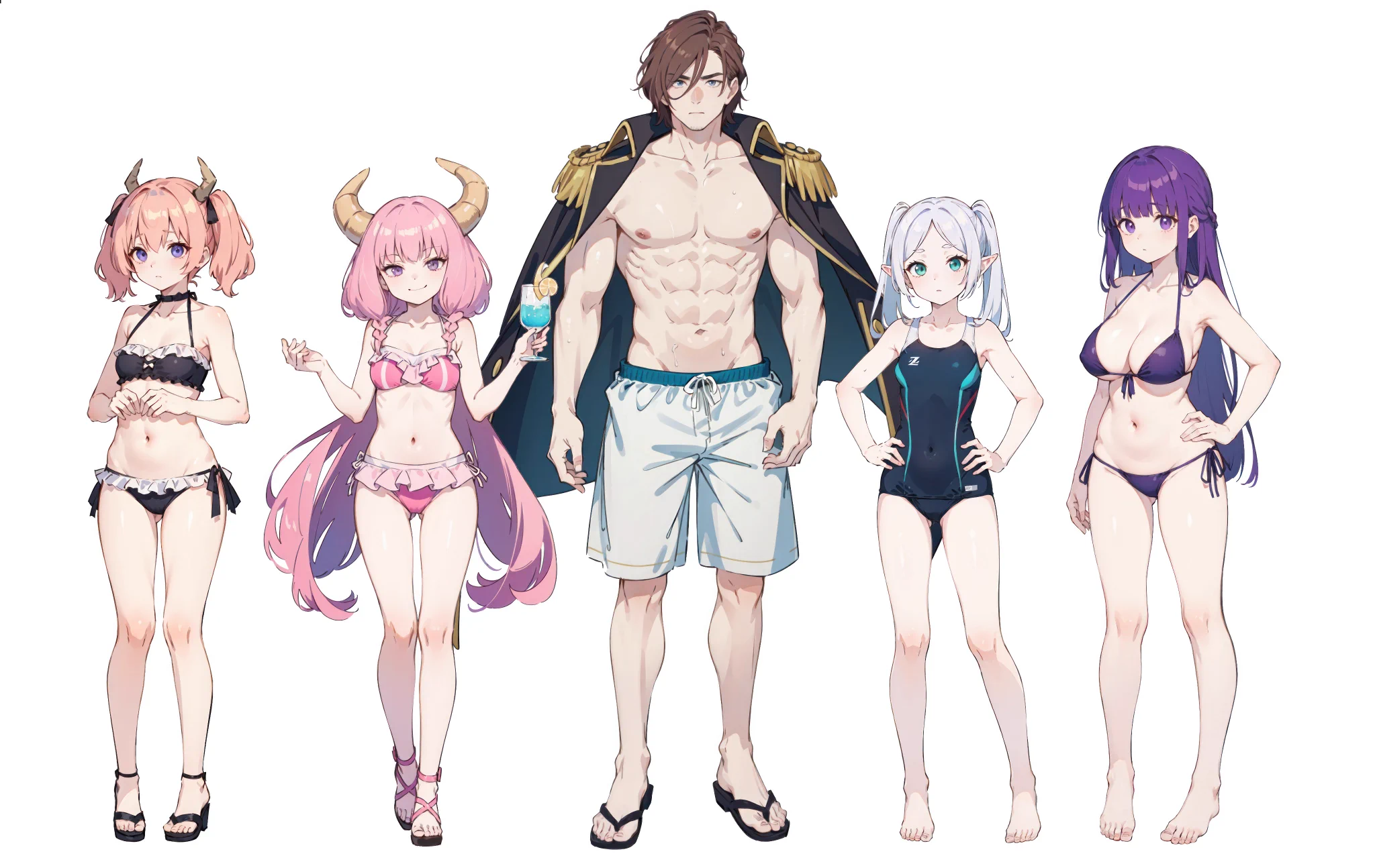 葬送のフリーレン: グラナト伯爵とガールズ水着コレクションVol. 1ごめんなさいごめんなさいごめんさい。〇〇のことが大大大大大好きな100人の彼女みたいになりました。伯爵いないのも置いときます。あと、ちゃんと太らせたフェルンも置いときます。#フリーレン https://t.co/X4WiOvZhLQ