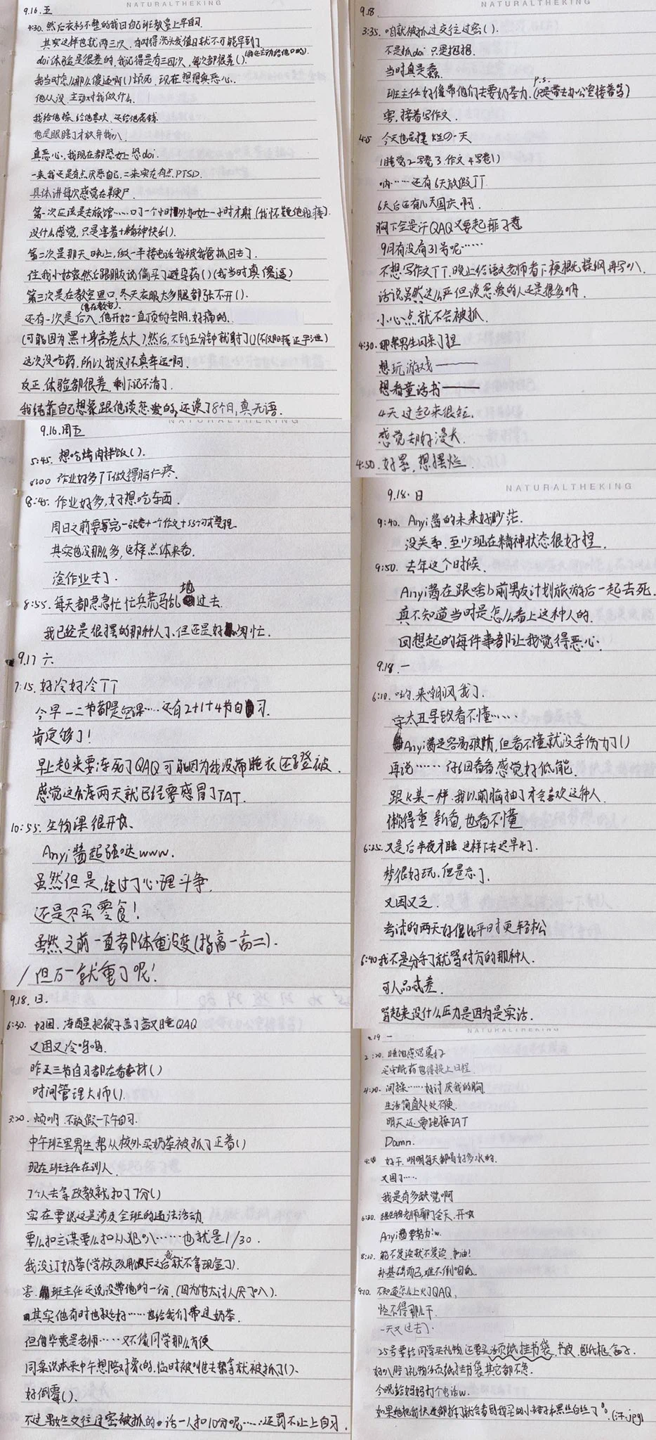 九月日记（因为六图拼接所以才九张图诶，五十四页……） https://t.co/JRbpMJaoEm