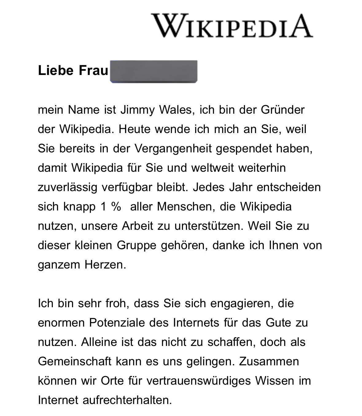 我前几天在想chatgpt流行之后大家使用wiki的场合更少了，今天就收到wiki的乞讨信… https://t.co/En81lkkBme
