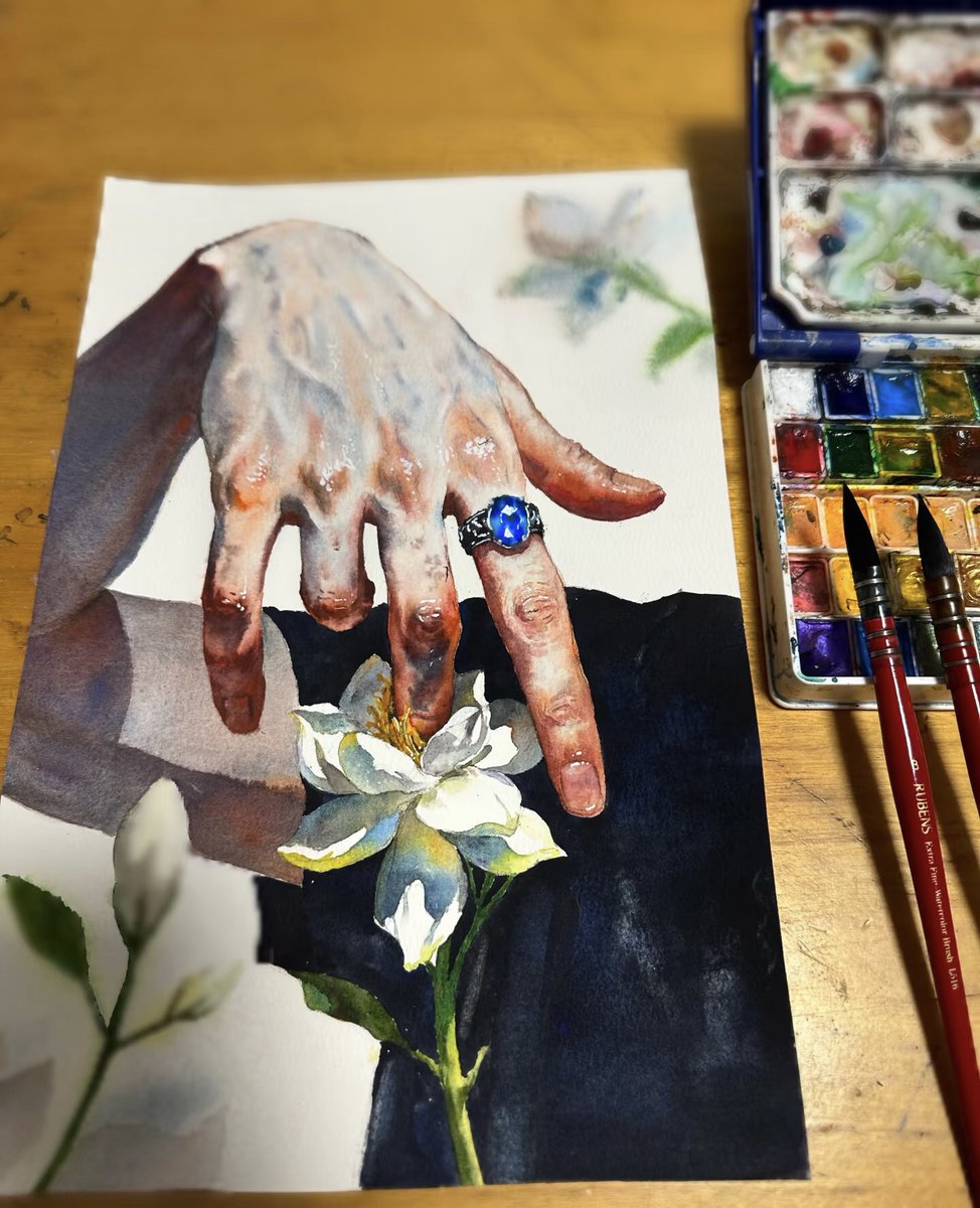 新画完成啦～

我在画的时候，一直在想—是花在诱惑手指，
还是手在挑逗花？

这幅画还没名字，你们来帮我取一个吧？
留言或私信告诉我～
我挑一个送出这幅画当做小礼物。 https://t.co/rTh0Q4Hb53