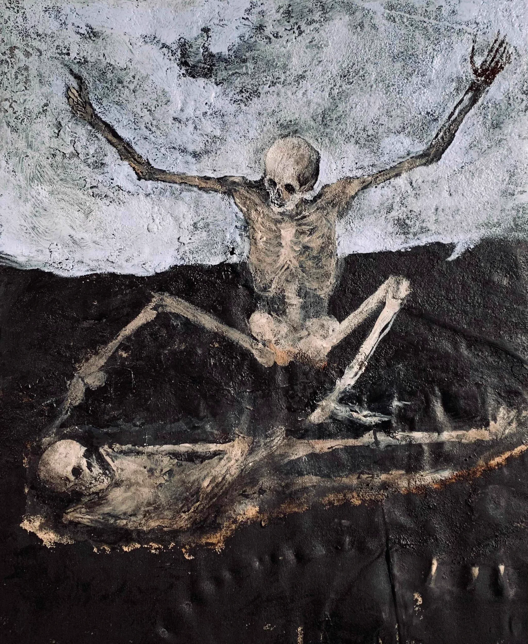 Skeleton Dancing, 2021 - oil on canvas — Miles Cleveland Goodwin (American, b.1980) https://t.co/4nsHRpi3v3