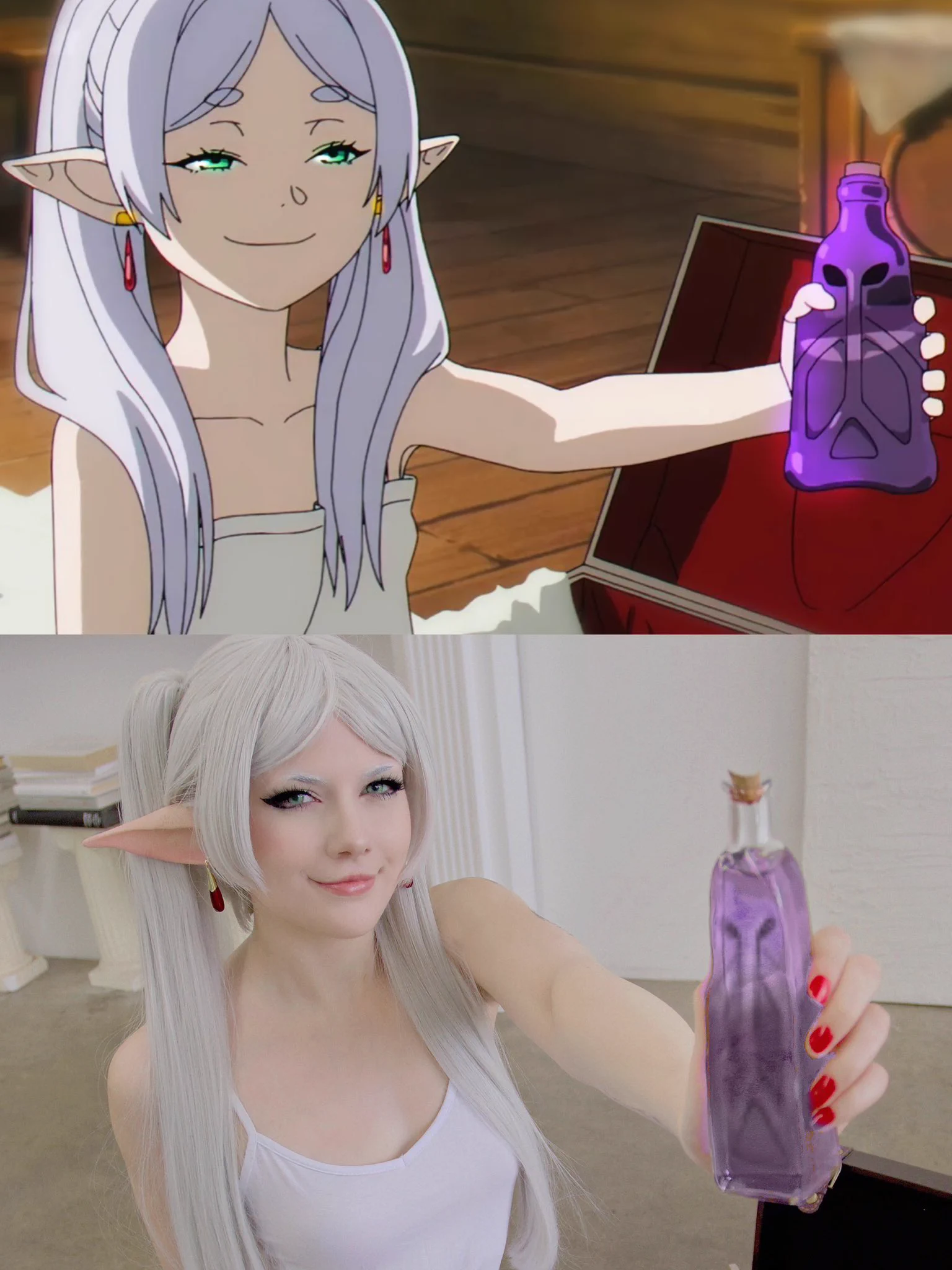 Smug comparison :3 eheheh#frieren #frierencosplay https://t.co/9bNN1uagxg