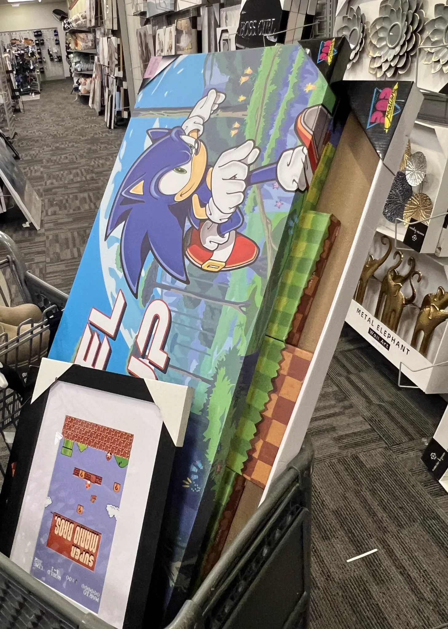 My hair hasn’t even been shadow the hedgehog colors for 2 days and already 1. Had a sonic backpack I’ve been wanting come back in stock 2. Was advertised a nail artist that does chao nail art 3. Found clearance sonic wall art for &gt;$10 at a local store. WHAT https://t.co/jmPcmMKxtJ