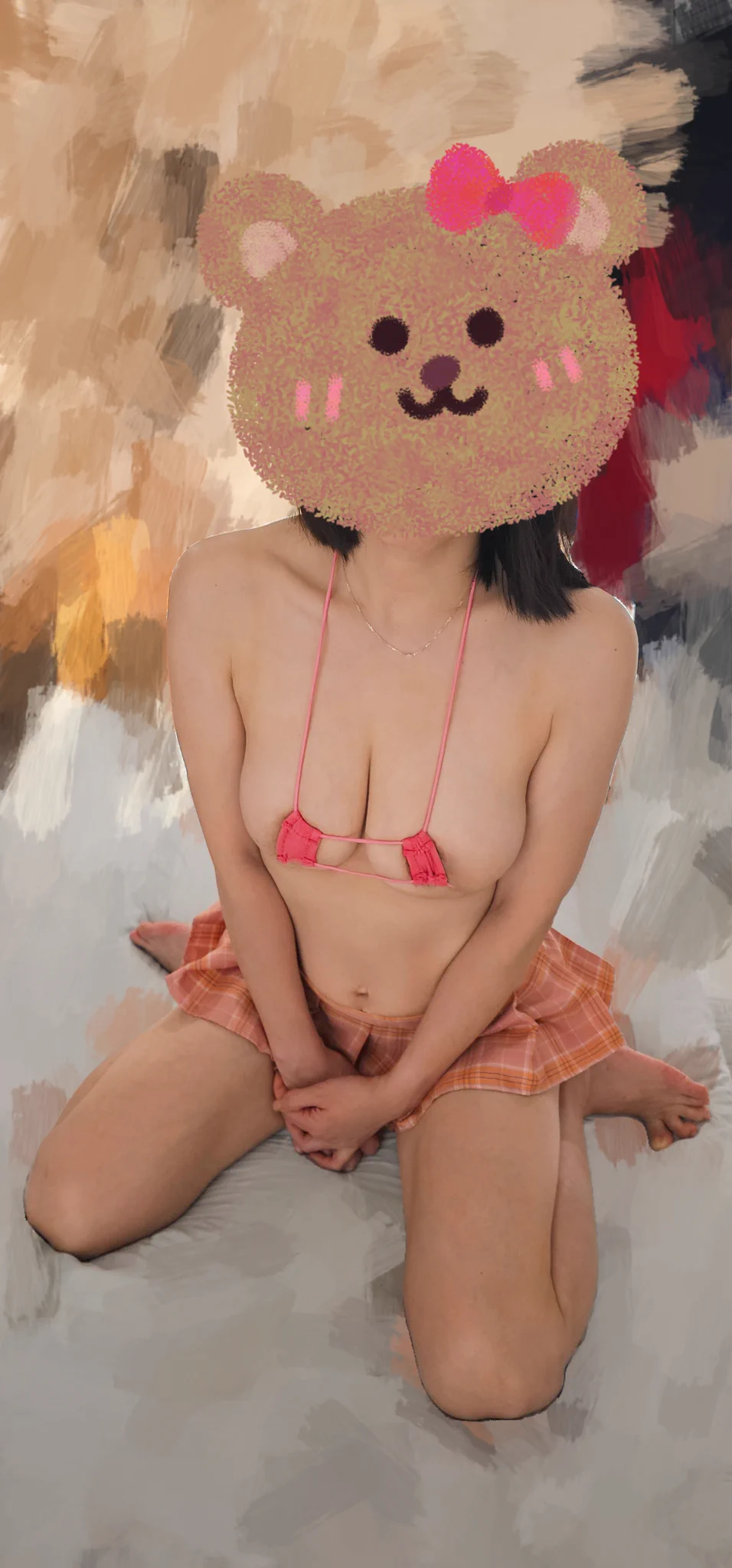 就很一般的休閒外套, 裡面若隱若現的溝 (其實在場也有別的女生穿的更低胸😂😁 現在妹妹都好敢穿><)不過裡面實穿是這樣>/////<算是比較刺激的挑戰, 全程打牌時動作都不能太大...結果牌沒打完四圈 (好像才兩圈?) 劇情就發展到另一個場景了男生開箱時的表情實在經典到忍不住想拍他, 不過我只是請他幫忙拍個照, 他拍沒幾張就受不了撲上來了...😳😳😳其實蠻喜歡這種穿搭~ 優雅小性感 (除了裙子有點短之外><)