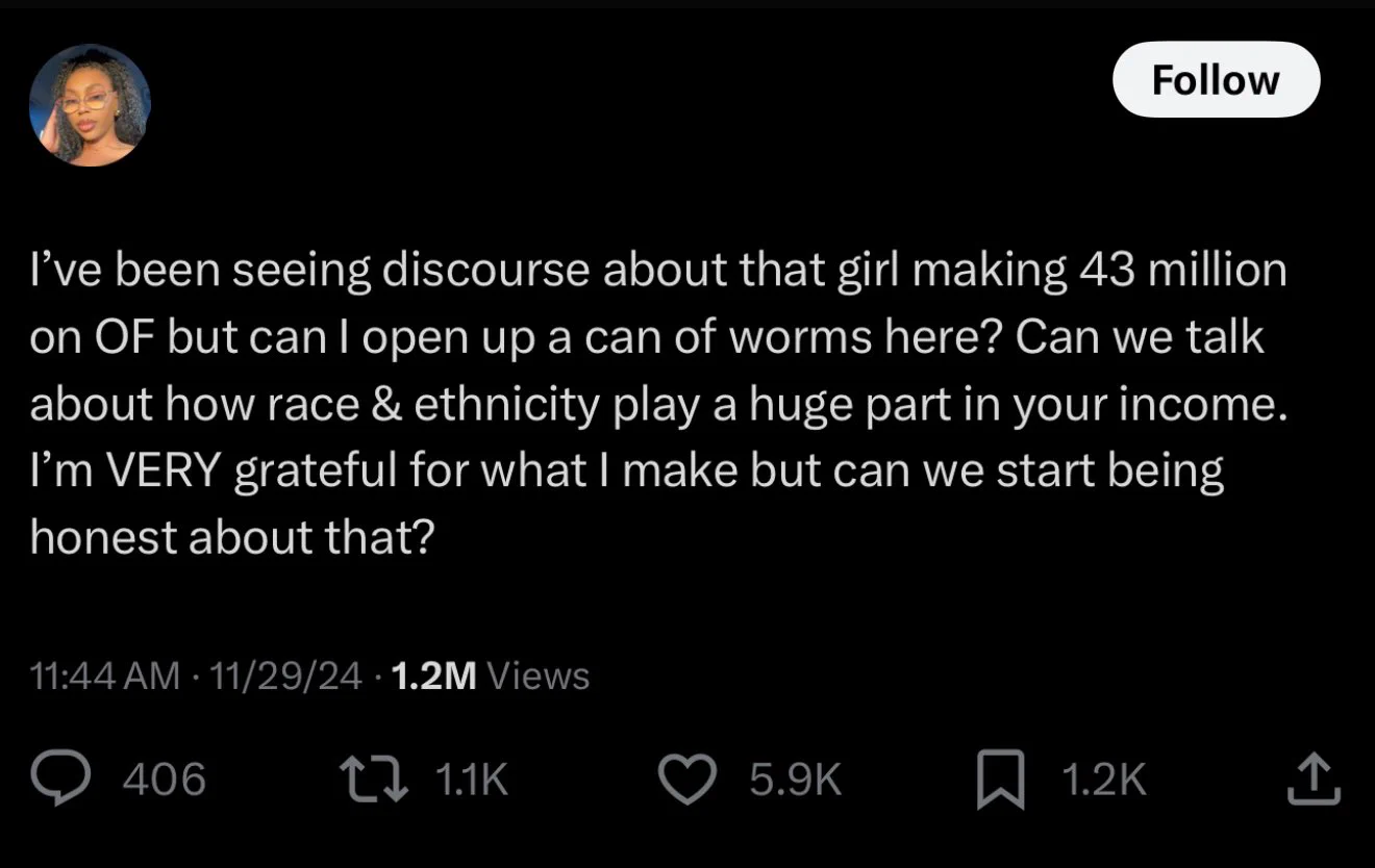 another OF model claims Sophie Rain making $43M the past year is because of her race and ethnicity 👀 https://t.co/FlHx3Vsc1I