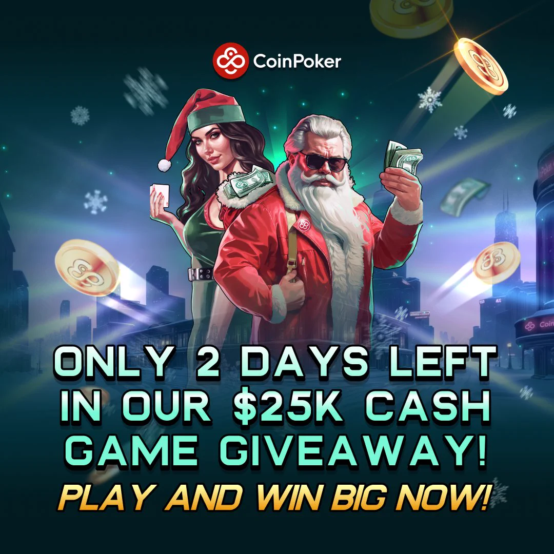 🚨 Don’t miss out! 🚨 Only 2 days left in our $25K Cash Game Giveaway! 💸 When #HappyHolidays visits your table, you could win up to 200x the big blind instantly! Play No Limit Hold’em, PLO, or 5PLO, with buy-ins from $2-$500. Time's running out – get in the game today! 🎉 https://t.co/E6w7afmKKj