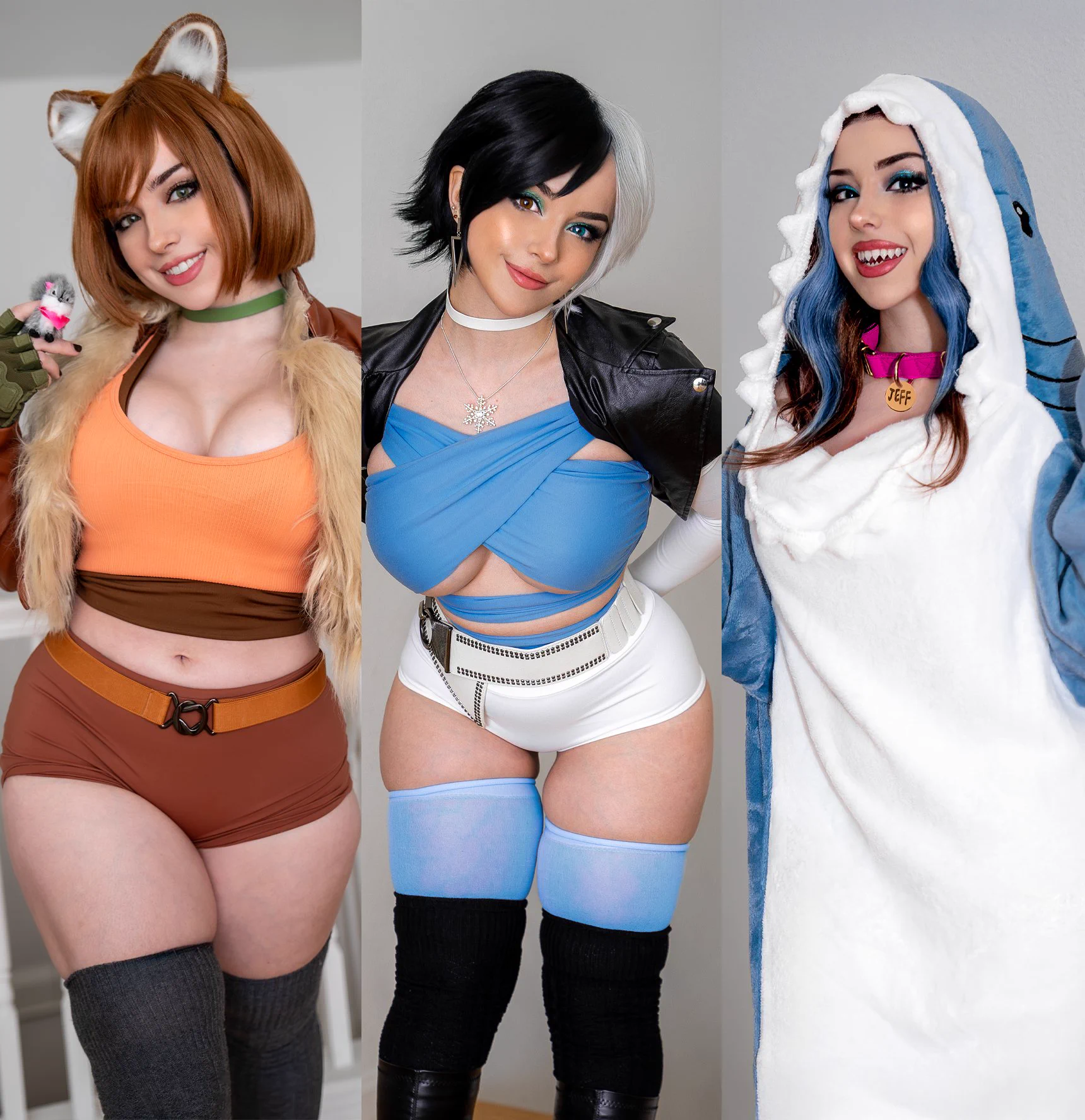 my marvel rivals cosplays so far! 🩷squirrel girl, luna snow, jeff the land shark...... who should i do next? 🧐 https://t.co/rRHQubsw7K
