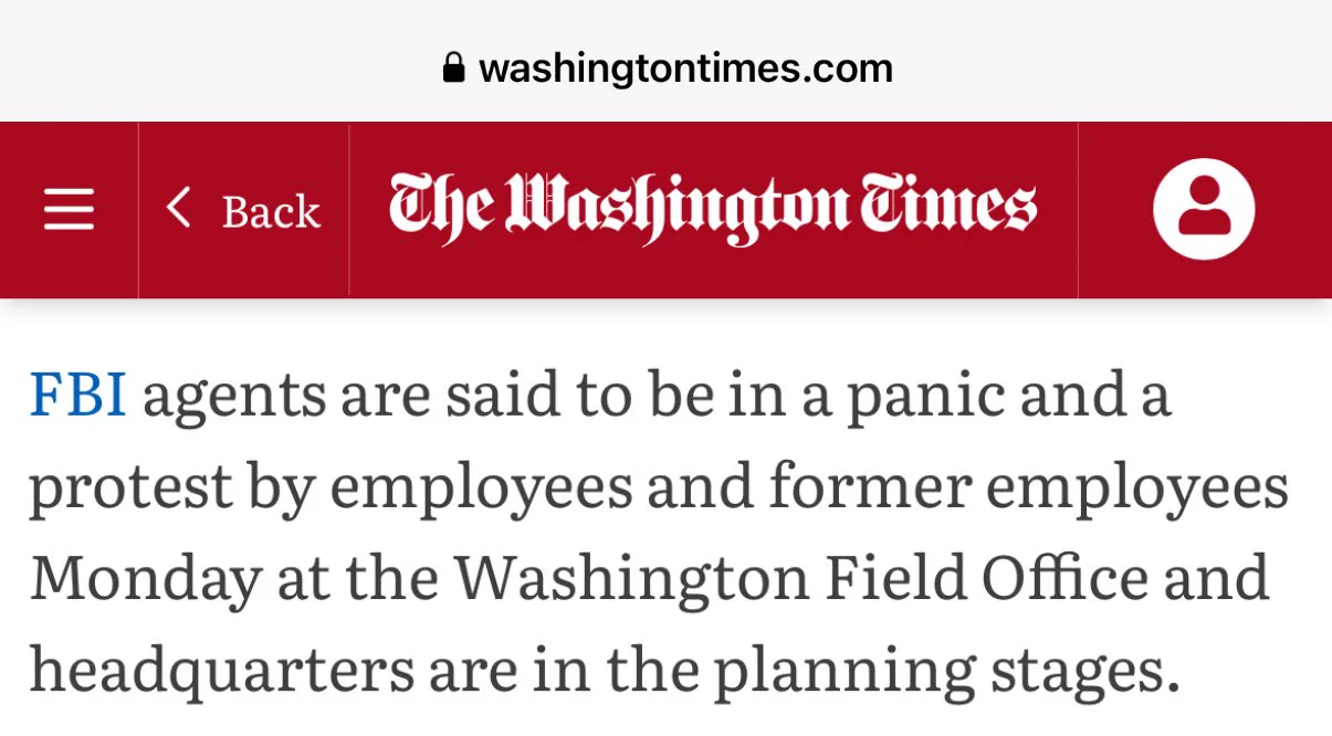 FBI agents are “in panic” and are planning a protest tomorrow 🤣 https://t.co/V6toP5ppIG