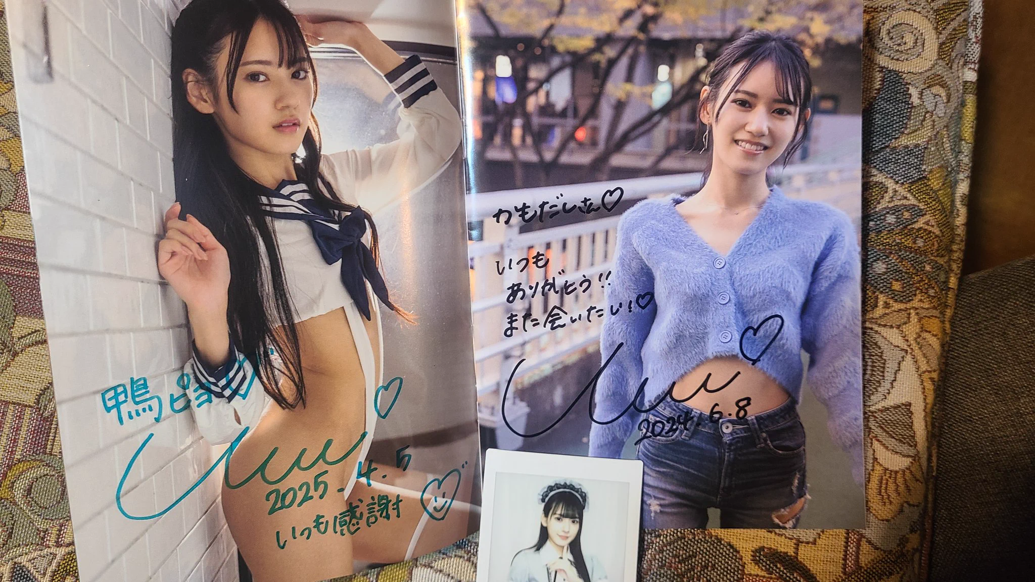 八掛うみさんの秋葉原イベントに無事に参加完了！1部はコスプレ撮影だったけどメイドうみさんめちゃくちゃ可愛いかった😆💕黒髪ロングにメイド黒タイツ！うみさんが一番似合う気がする！！今回は去年の6月にサインして貰ったミニ写真集にサイン頂いたけど、👧「懐かしい～」と去年の思い出話も。 https://t.co/DHrysZVh2e