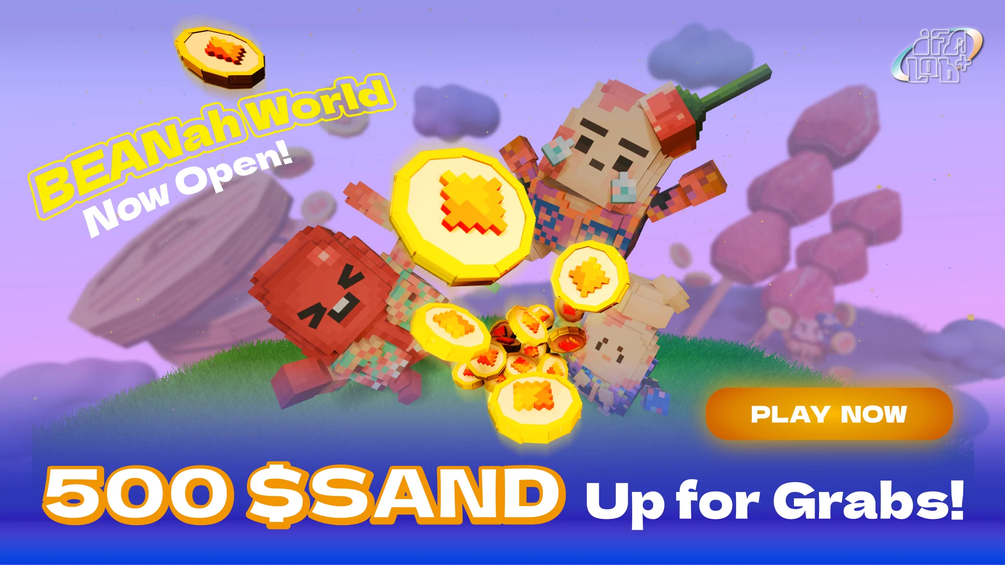 BEANah World is now OPEN!🎊Jump into this snack-fueled voxel chaos and enter our giveaway -- 500 SAND in rewards up for grabs! 🕹️How to enter:1. Explore BEANah World, take a selfie in your favorite scene2. Reply to this post with your screenshot + your Polygon wallet address3. Don’t forget to follow @iFA_Lab_plusDeadline: April 30🎁40 winners will each receive 10 SAND rewards🏆1 lucky winner will walk away with a grand prize of 100 SAND rewards!Play now🔗 https://t.co/kKm86gwdDk#TheSandbox #AlphaSeason5 $SAND