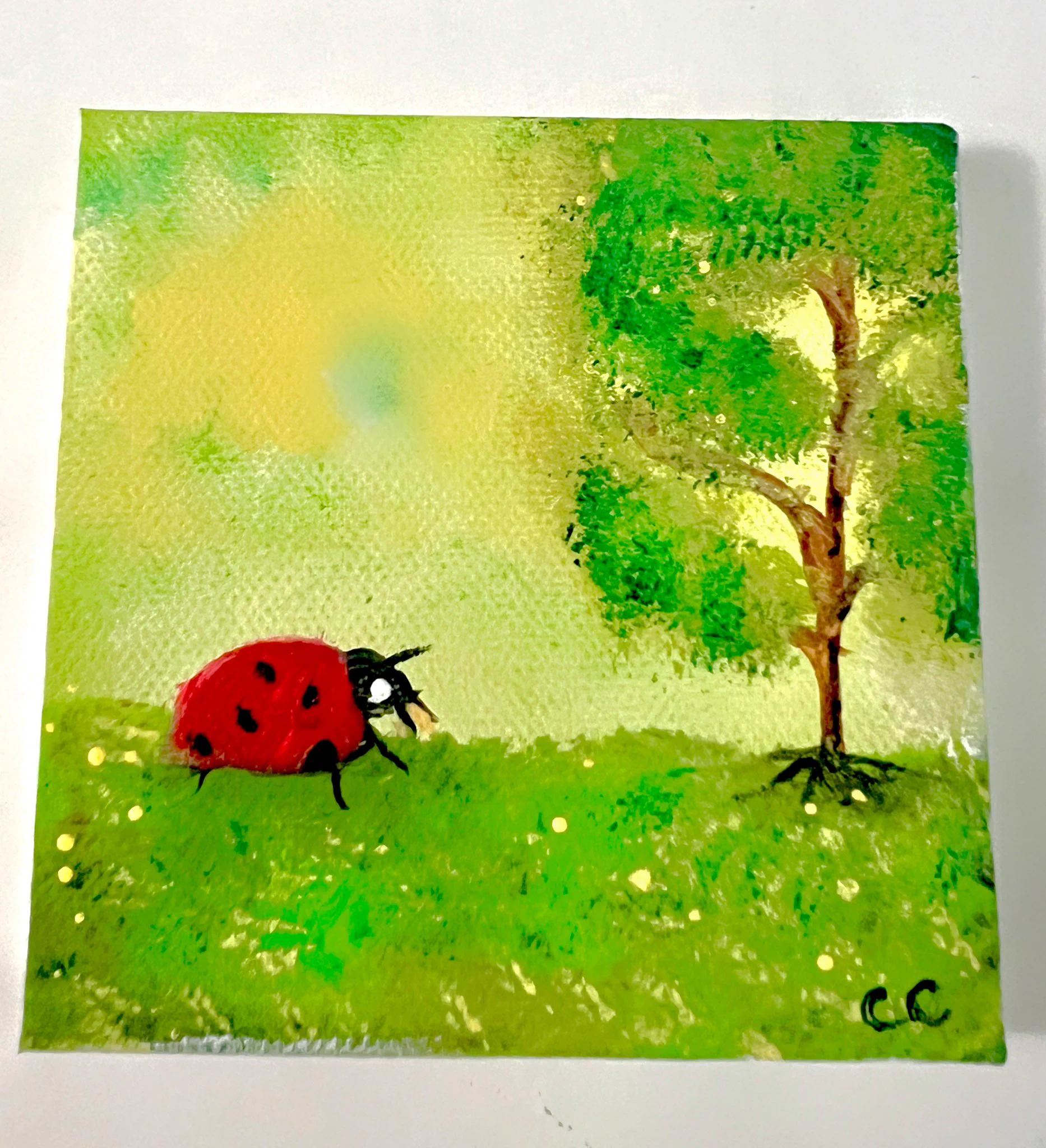 Hand painted ladybug 🐞 #tinypainting buy the original here : https://t.co/fUp8FI2gov https://t.co/UKKo7QqfIF