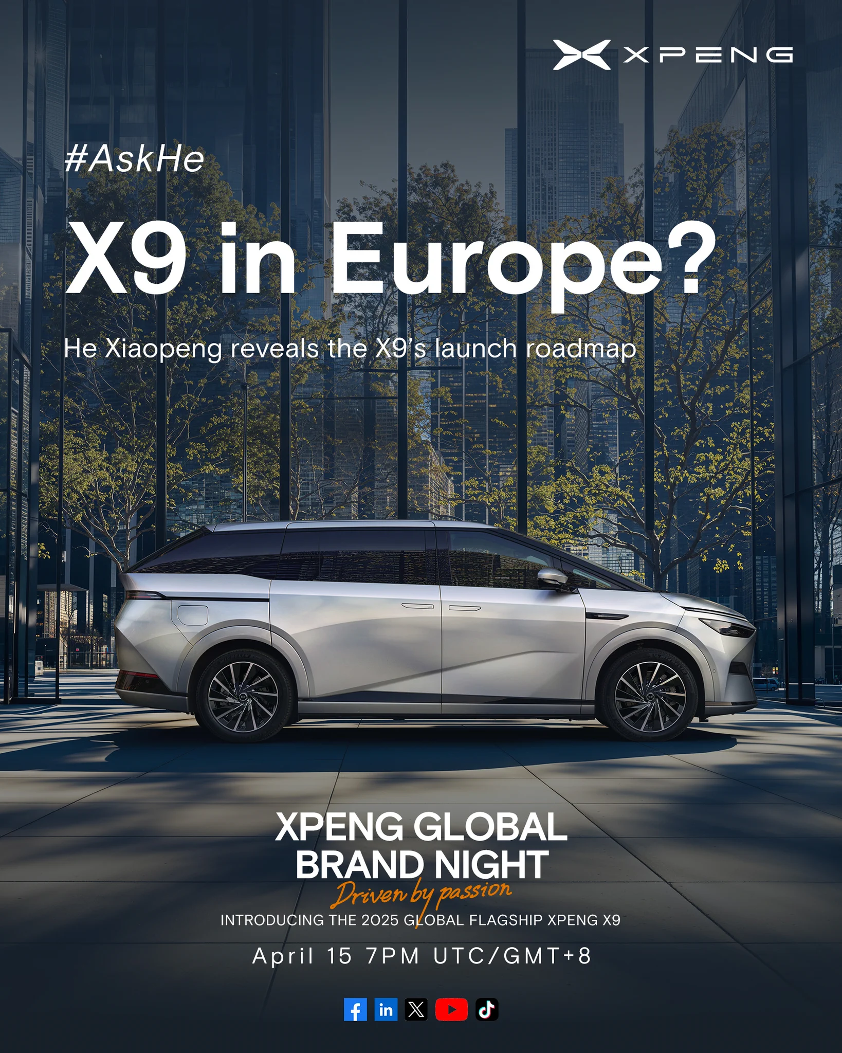 Got a lot of messages from our European XPENG fans lately: "When is the X9 coming to Europe?"; "Will XPENG's Turing AI go global?"...Two days to go. Let's talk on April 15th!#XPENG #Drivenbypassion https://t.co/bUR6CwyyLa