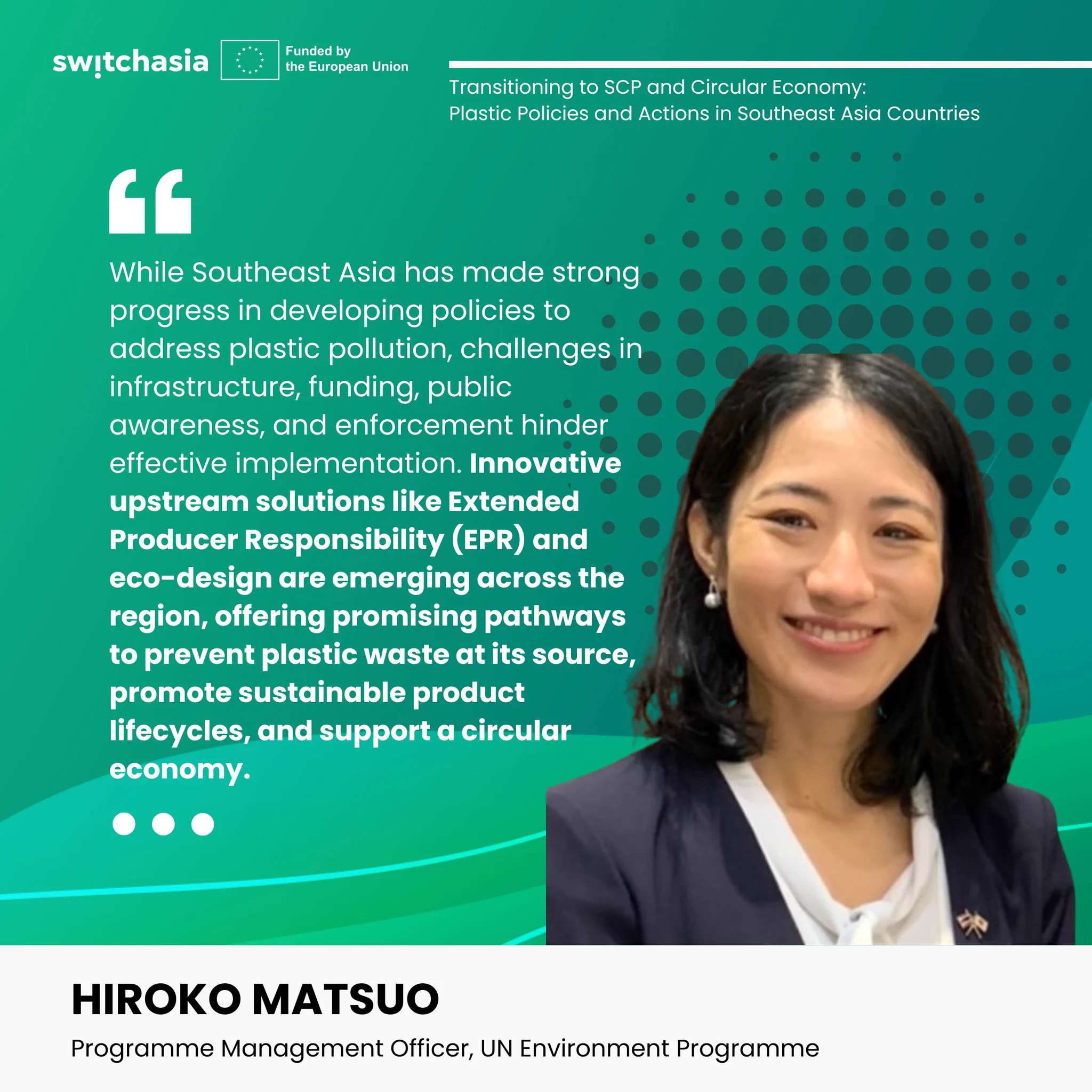 📢 Happening now: In Southeast Asia, urgent action is needed to transition to a circular plastics economy, given the region’s major role in global plastic waste and marine pollution. 🎯 A coordinated approach linking regulation, markets, and innovation is 🔑 key to build a resilient, sustainable plastics economy tailored to the region's challenges and opportunities. @switchasia @EU_Partnerships @EUinCambodia @uni_eropa @euinlaos @EUinMalaysia @EUinthePH @EUinThailand @EUDelegationVN @EUASEAN @EUEnvironment @UNEP @UNEP_AsiaPac @adelphi_berlin @WWFThailand @sujiseam