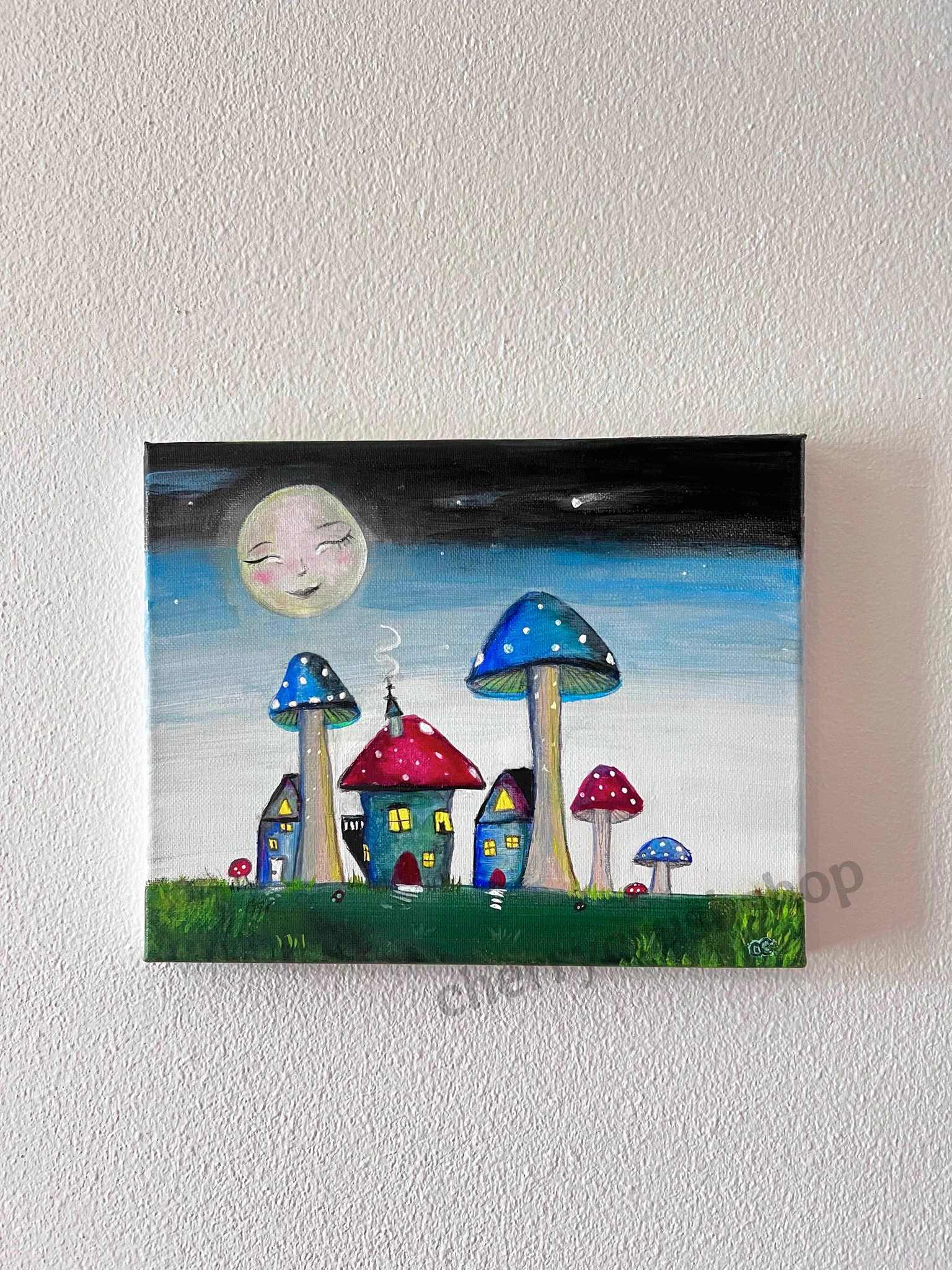 Where The Mushrooms Keep Watch // 8x10 Acrylic painting original available on https://t.co/ioAQEvcs3g https://t.co/YSPC3mJSHr