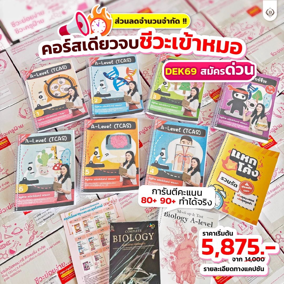 คอร์สเดียวจบ “ชีวะเข้าหมอ”#dek69 #เด็กซิ่ว สายหมอห้ามพลาด!!ไม่ใช่ท่องจำ แต่เข้าใจจริงไม่ใช่แค่อ่าน แต่วิเคราะห์เป็น รู้ทันข้อสอบไม่ใช่แค่ผ่าน แต่พร้อมฟันคะแนนระดับท็อป 💯เพื่อเพิ่มโอกาส “สอบติด”📌โปรเริ่มต้น 5,875https://t.co/PKjniKK6Lc#ชีวะครูฝ้าย #ALevelชีวะ https://t.co/t213cmGCFn