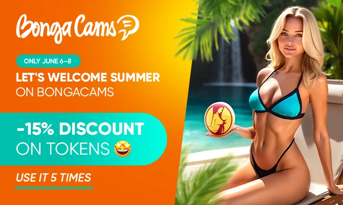 Welcome summer on #BongaCams! ☀️ -15% DISCOUNT!The long-awaited summer has arrived, and we’re launching our SPECIAL PROMO to celebrate it! 😎For three whole days — June 6–8 — enjoy a 15% DISCOUNT on all popular Token packages!💰 Get your Tokens: https://t.co/3XFxPQO4SV https://t.co/1Co3d6XoOX