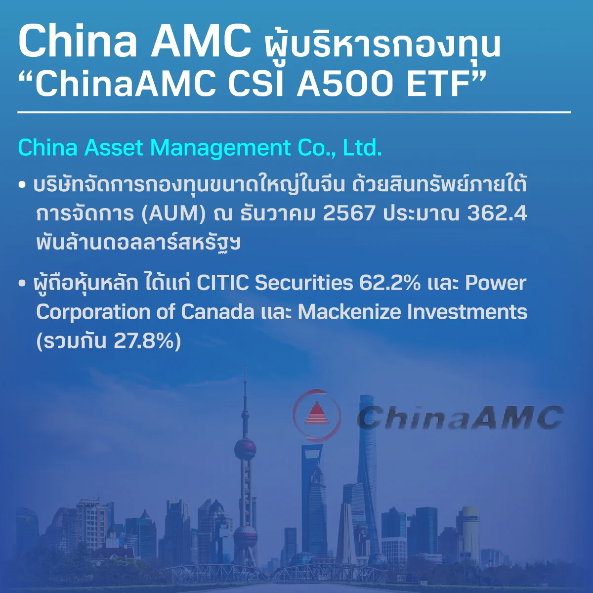 ลงทุนในดัชนีหุ้นจีนให้ถึง 500 บริษัท โตไปกับเศรษฐกิจใหม่ของจีนเต็มที่ กับ B-CNA500P กองทุนใหม่จาก BBLAMกองทุนมุ่งหวังผลตอบแทนตามดัชนี CSI A500 ซึ่งกระจายลงทุนมากขึ้นในกลุ่มเทคโนโลยี กลุ่มอุตสาหกรรม โดยไม่เน้นกลุ่มธนาคาร ทำให้สะท้อนโครงสร้างเศรษฐกิจจีนที่มีโอกาสเปลี่ยนแปลงดีขึ้นกองทุนเสนอขายครั้งแรก 5 - 11 มิถุนายนนี้ลงทุนง่าย ผ่าน โมบายแบงก์กิ้งธนาคารกรุงเทพ หรือ BF Fund Trading และตัวแทนขายที่ได้รับการแต่งตั้ง BBLAM โทร. 0 2674 6488 กด 8เลือกเพื่อดูเอกสารเพิ่มเติมได้ที่ https://t.co/YjTyUqRrJgผู้ลงทุนควรทำความเข้าใจลักษณะสินค้า เงื่อนไขผลตอบแทน และความเสี่ยง ก่อนตัดสินใจลงทุนติดตาม Content และกิจกรรมดี ๆ จาก BBLAM มาเป็นเพื่อกันใน Line : @bblam ได้ที่นี่ https://t.co/TkeQK5KOh2#BBLAM #podcasts #กองทุนบัวหลวง #BFT #bffundtrading #MobileBanking #ธนาคารกรุงเทพ #rmf #ssf #ThaiESG #หุ้น #จีน #ThaiESGX #china #chinaamc #csia500 #bcna500p
