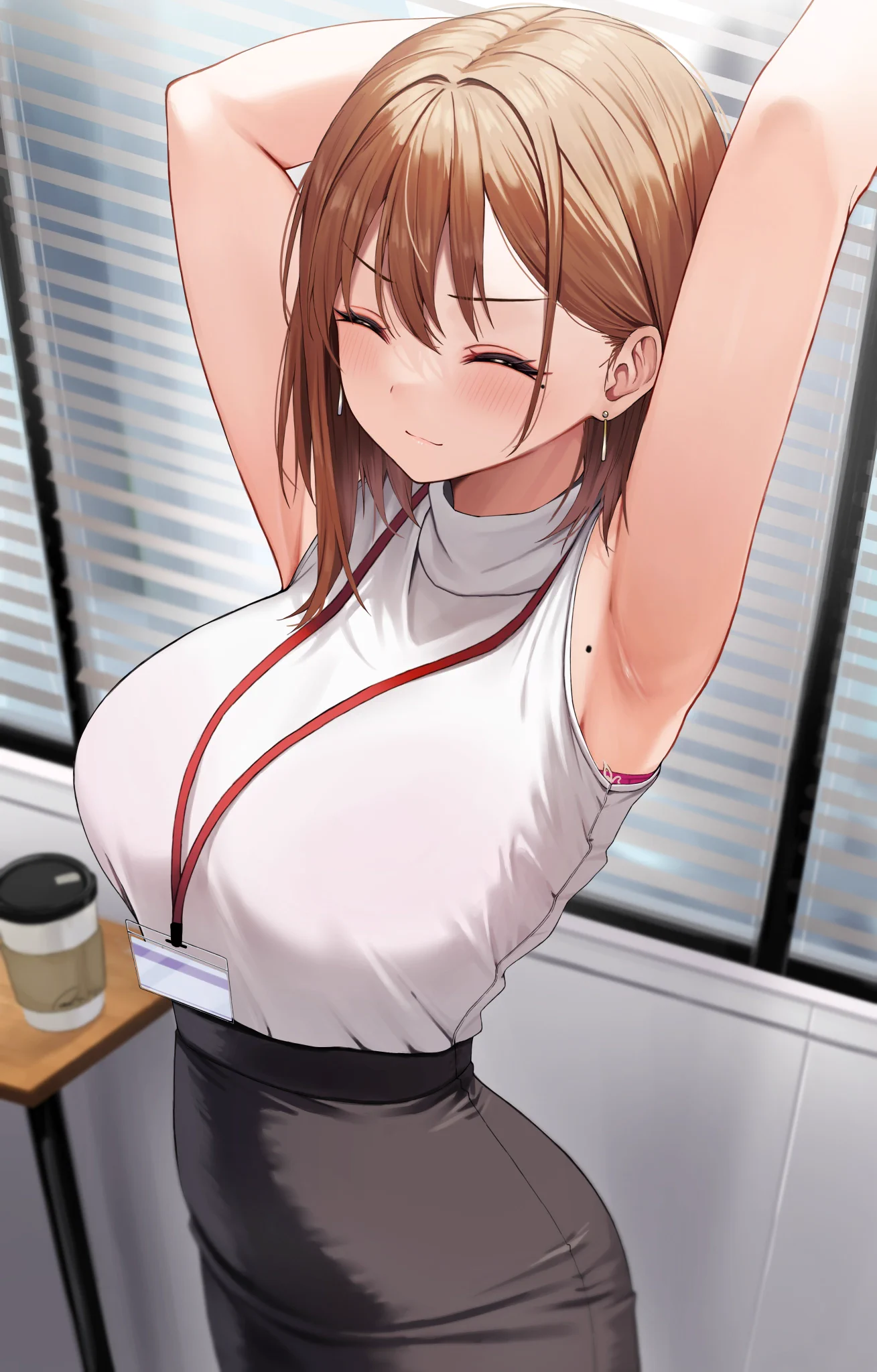 休憩中に伸びしてるOLちゃん https://t.co/na7Q6utsaP