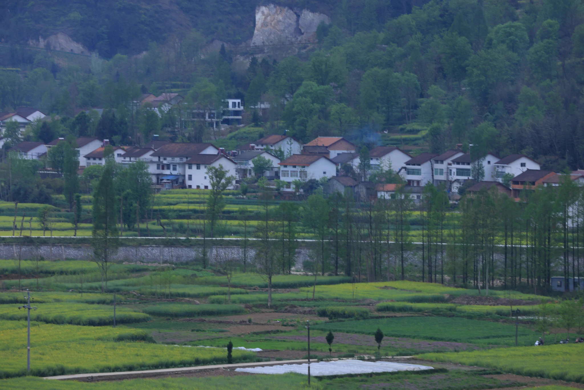 Longwan scenic spot in Hanzhong, Shaanxi is a quiet valley framed by forested cliffs and winding water. Mist rises from the lake in the early hours, while mountains cast long shadows over the calm. https://t.co/t2pRo0P61u
