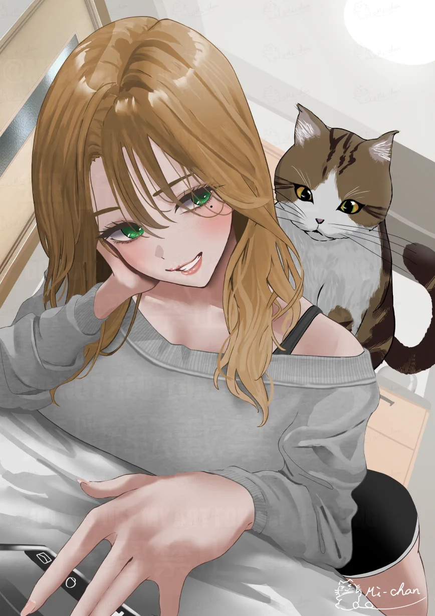 猫とくつろぐ金髪OLちゃん🐈 https://t.co/f7FgQPPHCi