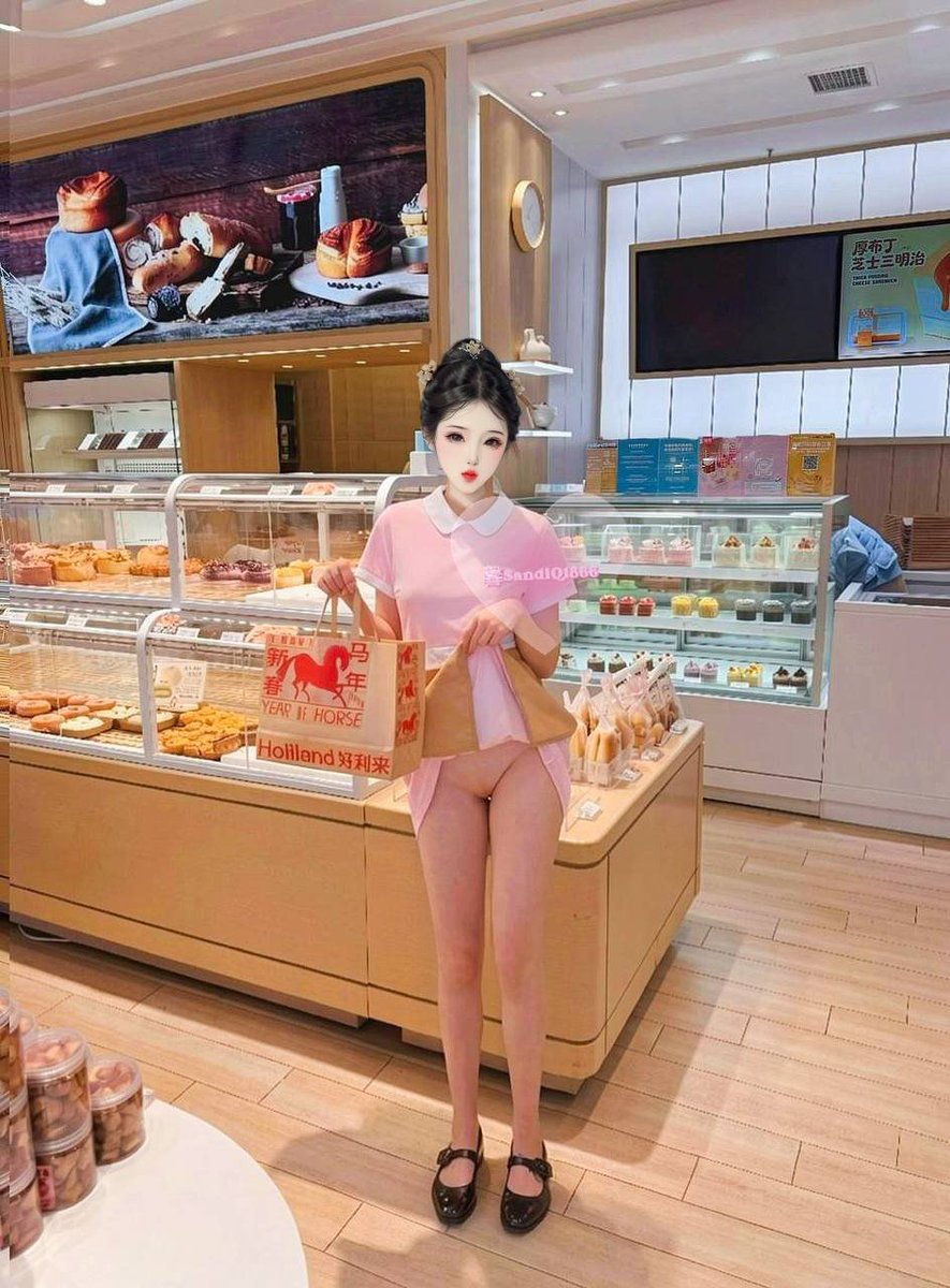 今天没穿胸罩就来上班啦，偶尔露一下感觉好刺激。
快下班的时候碰到了一个粉丝，那让他帮忙拍一张吧，其实…其实内裤也是没穿的…

在店里还是够大胆吧，还有没有粉丝想来店里看我，可以报名哦～ https://t.co/gwcIfK3fu5