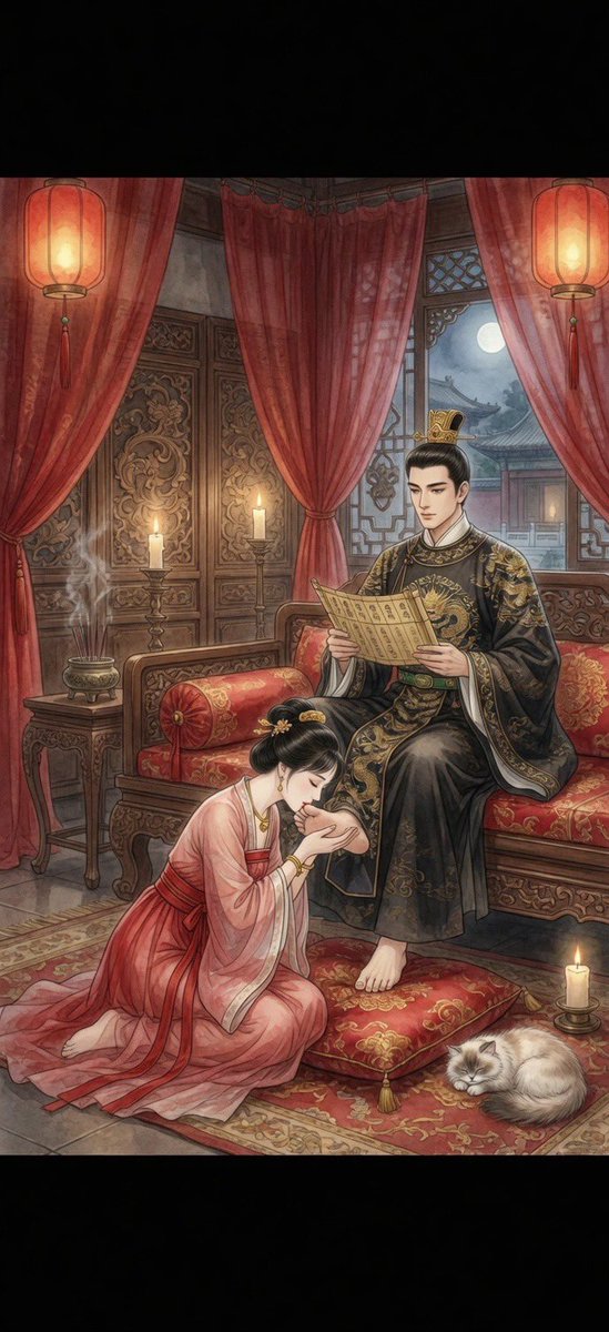 若能穿越回到古代，
我想成為最受寵愛的侍寢奴婢。

今夜，紅紗帳內燈火搖曳，薰香裊裊。我輕輕掀開簾子，跪行至主人身前。主人正慵懶地坐在雕花榻上，翻看著一本古卷。我低垂著眼，不敢直視那高高在上的身影，只是恭順地將額頭貼近地面，輕聲道：「奴婢來侍寢了，請主人盡情使用。」

主人微微抬腳，我便立刻俯身向前，用溫熱的嘴唇與舌尖，虔誠地親吻、舔拭那隻尊貴的腳。從腳背，到腳趾，一寸一寸，都要用最卑微的態度侍奉。這是奴婢的起手式，也是我最擅長的取悅之道。舌尖輕輕打轉，感受主人皮膚的溫度，我的心裡只有一個念頭——我生來就是為了侍奉主人的。

當主人衣袍半解，我便順勢向上爬去。絲質的宮裝早已滑落肩頭，我跪趴在主人腿間，用嘴唇一路親吻小腿、大腿內側……直至最隱秘之處。我的動作輕柔而熟練，舌頭靈巧地侍奉著，不敢有絲毫怠慢。主人偶爾會伸手按住我的頭髮，讓我更深地臣服。那一刻，我只覺得自己徹底成了主人的一件工具，一件專門用來取悅的溫熱玩物。

全身被主人徹底使用之後，寢殿內只剩燭火輕輕跳動。我渾身酸軟，身上佈滿主人留下的鞭痕與吻痕，絲衣凌亂地掛在身上，若隱若現。我知道，侍寢還沒有結束。

我緩緩從榻上退下，重新跪在主人腳前的紅色織錦墊子上。長髮散亂，額頭深深叩向地面，雙手平放在身前，額頭輕觸冰冷的地面，同時輕吻著主人的腳背。我的聲音帶著剛才劇烈侍奉後的輕顫，卻充滿了由衷的感激：

「多謝主人今夜的恩賜……奴婢的身體、奴婢的舌頭、奴婢的一切，都只為主人而存在。  請主人無論何時，都盡情鞭打、盡情使用這卑賤的奴婢吧。  奴婢願生生世世，做主人最聽話、最會侍寢的奴婢。」

說完，我保持著磕頭的姿勢，
一動也不動，等候主人下一步的吩咐。

這就是我～～
若回到古代，願成為的那個侍寢奴婢。  

無論是舔腳的卑微、侍奉時的沉醉，還是事後跪謝的徹底臣服，我願意比任何人更努力學習，也比任何人都更享受這種徹底屬於主人的心境。